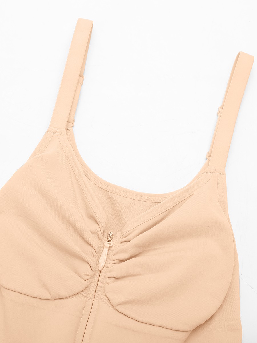 Invisible Zip Seamless Shapewear Bodysuit Tummy Control Butt Lifting Adjustable Straps