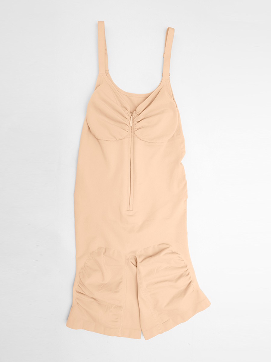 Invisible Zip Seamless Shapewear Bodysuit Tummy Control Butt Lifting Adjustable Straps