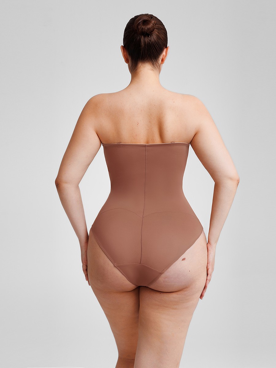 Seamless Underwire Half Cup Shapewear Bodysuit with Removable Pads