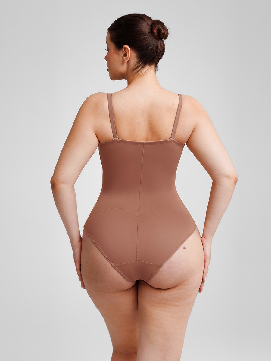 Seamless Underwire Half Cup Shapewear Bodysuit with Removable Pads