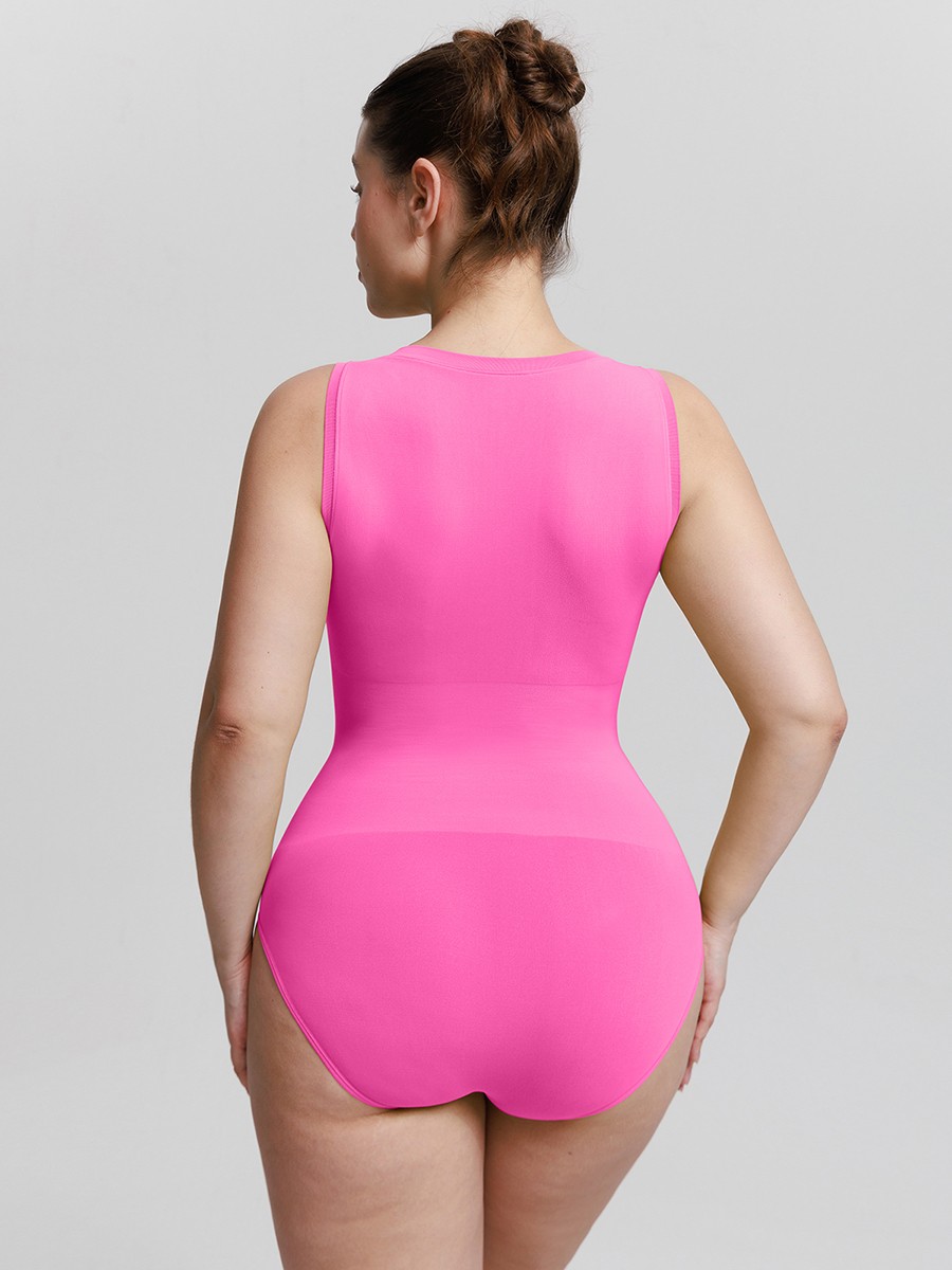 Seamless Crew Neck Tummy Control Shapewear Bodysuit for Women