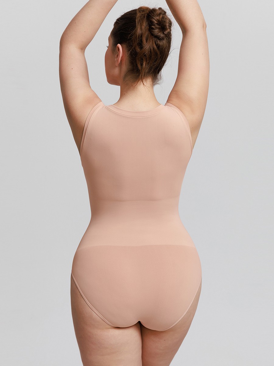 Women Seamless Crew Neck Tummy Control Shapewear Bodysuit