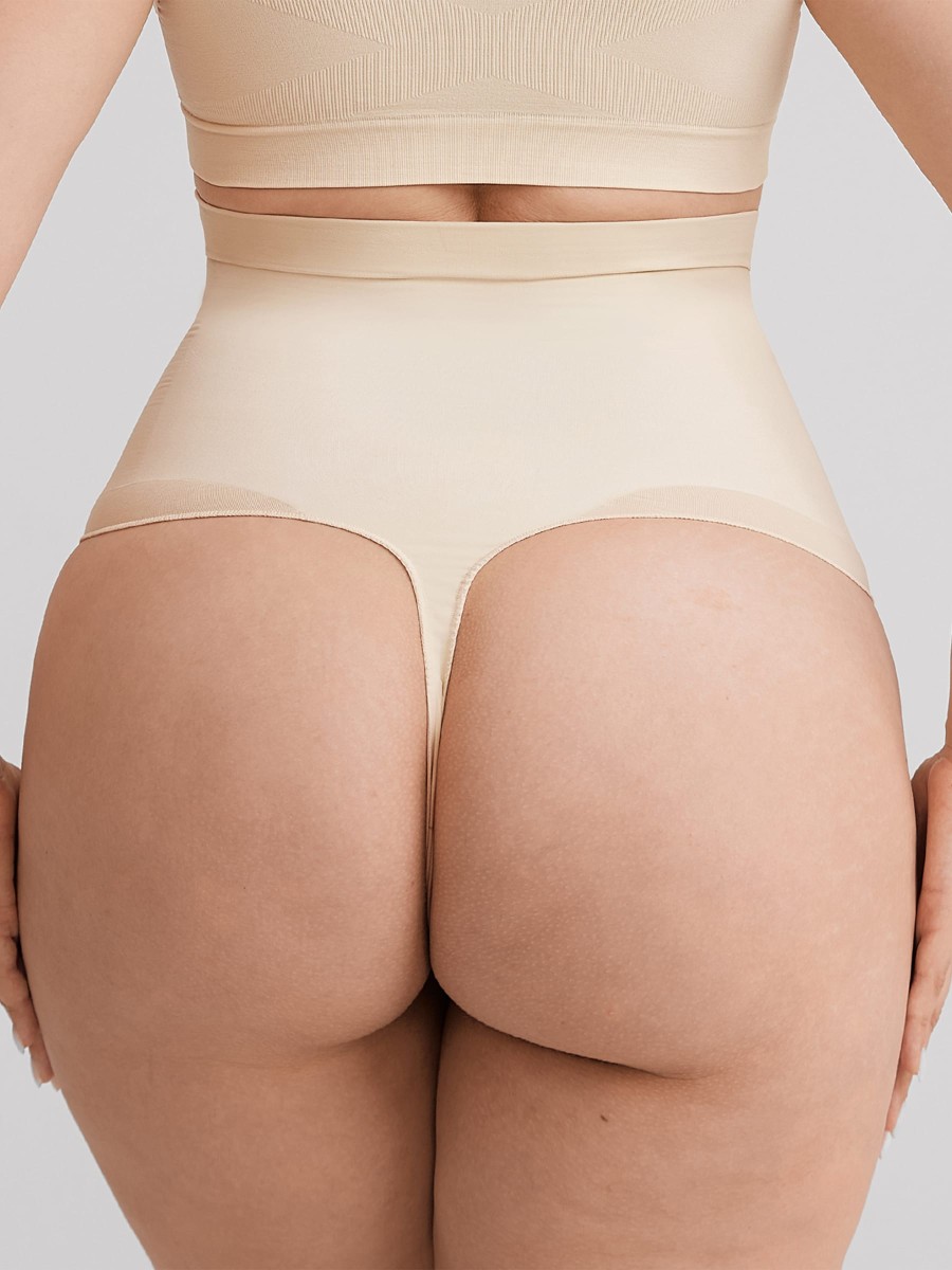 Seamless Tummy Control Thong Shapewear with Anti-Roll Silicone
