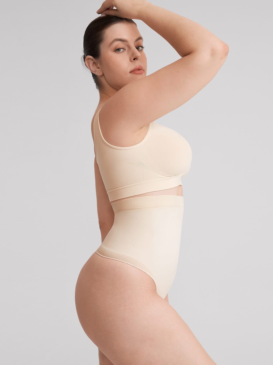 Seamless Tummy Control Thong Shapewear with Anti-Roll Silicone