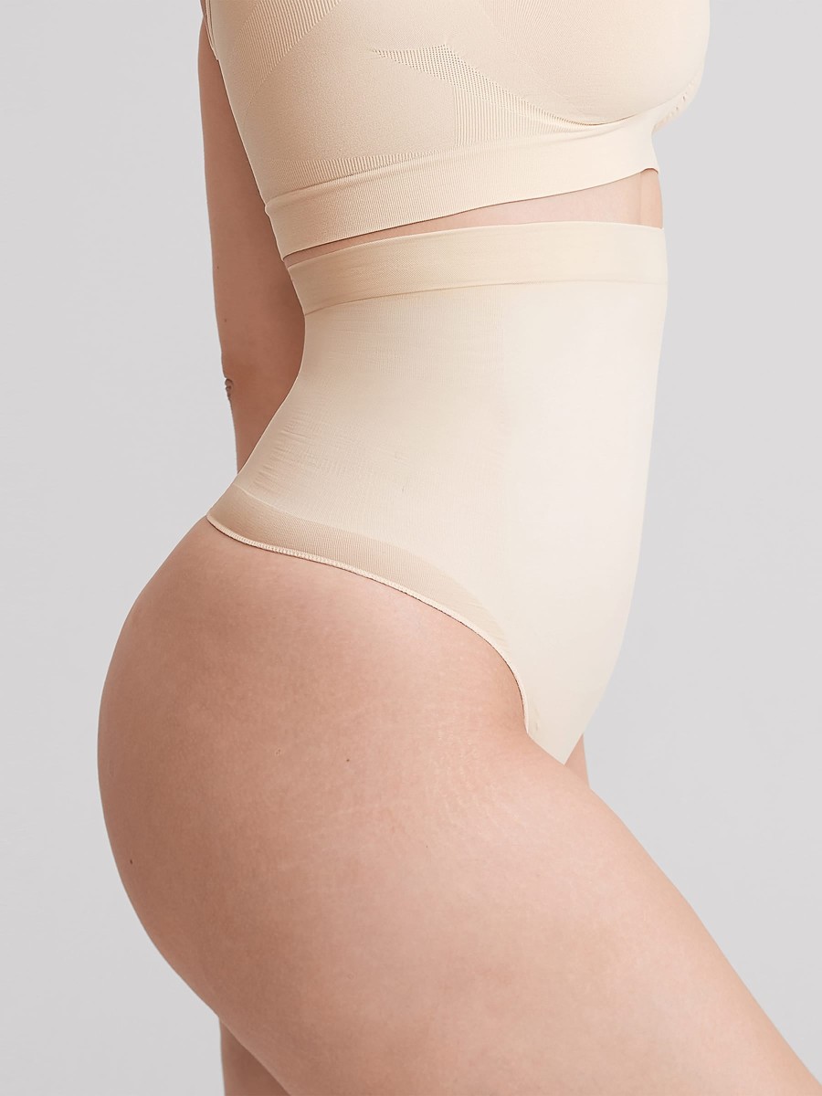 Seamless Tummy Control Thong Shapewear with Anti-Roll Silicone