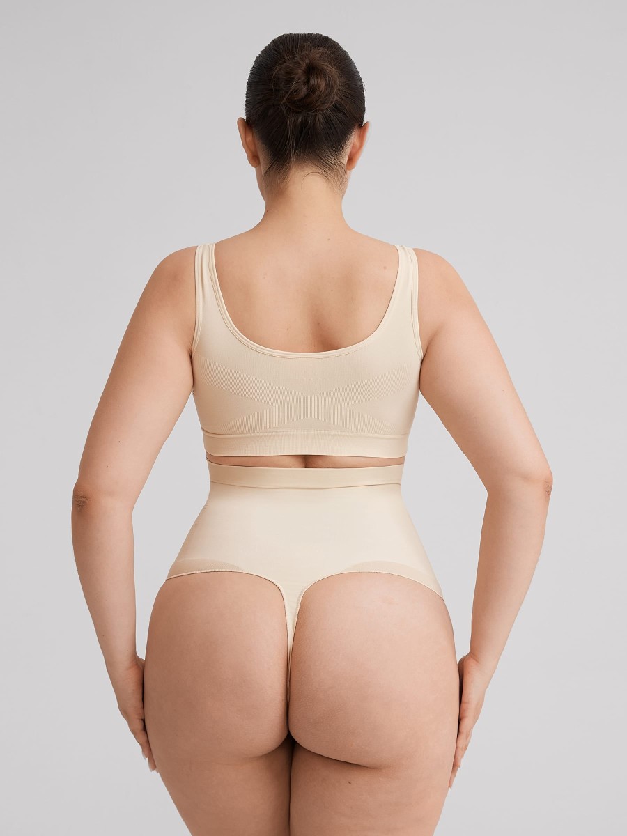Seamless Tummy Control Thong Shapewear with Anti-Roll Silicone