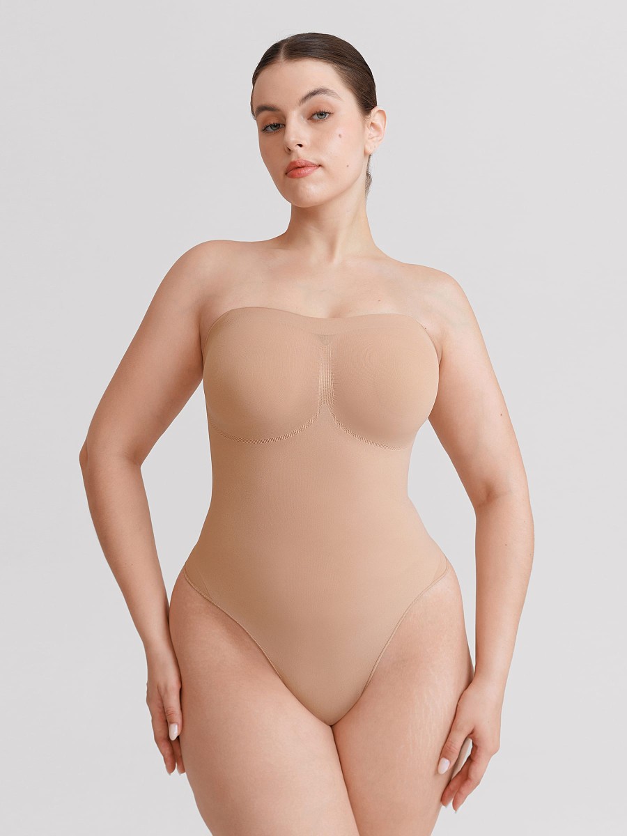 Seamless Buttery Soft Strapless Tummy Control Thong Bodysuit