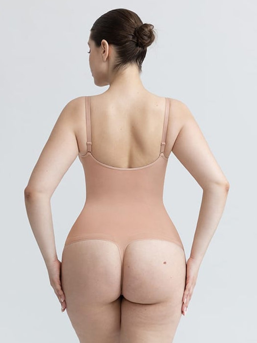 Seamless Ruched Bust Tummy Control Thong Shaping Bodysuit