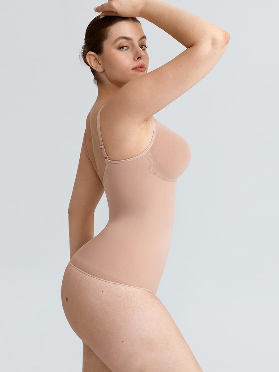 Seamless Ruched Bust Tummy Control Thong Shaping Bodysuit