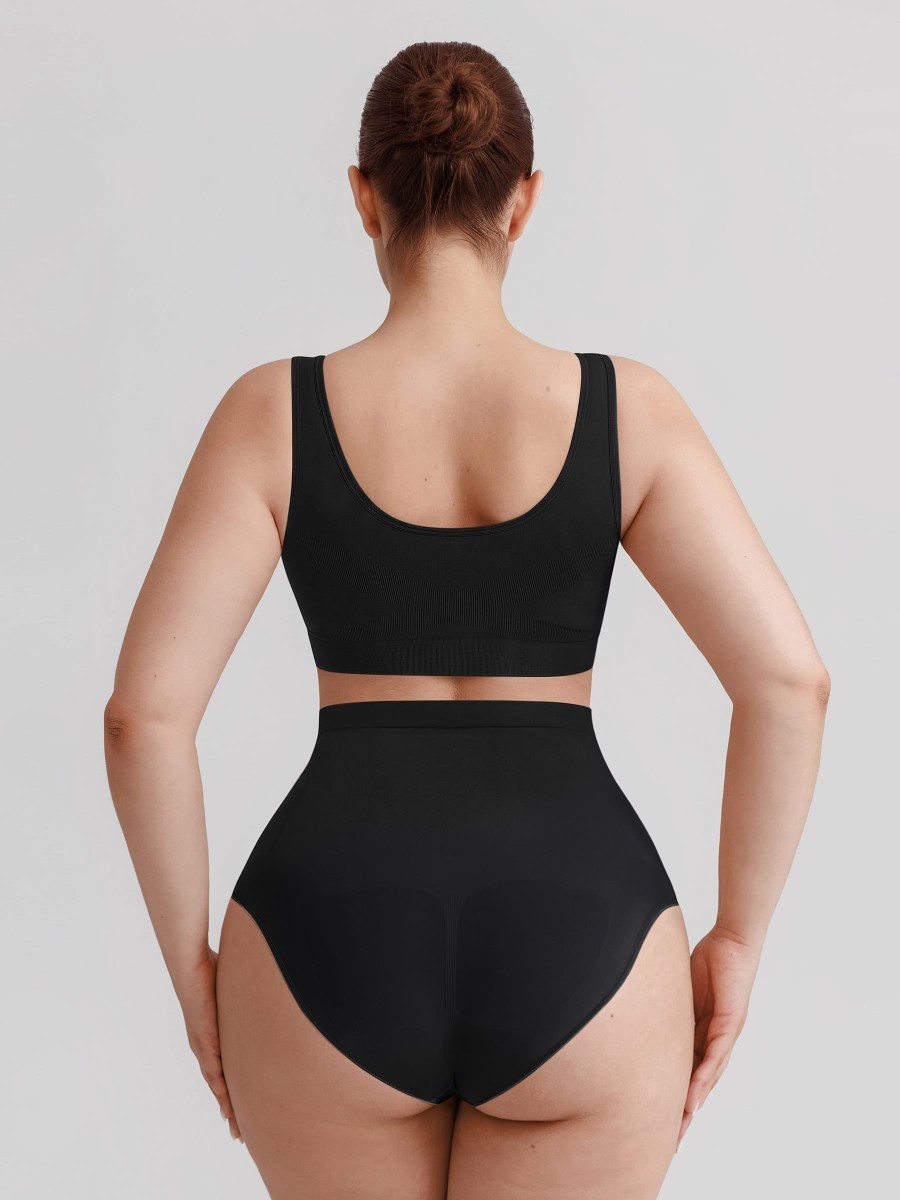 Seamless High Waist Tummy Control Briefs Anti Slip Silicone Shaping Panties