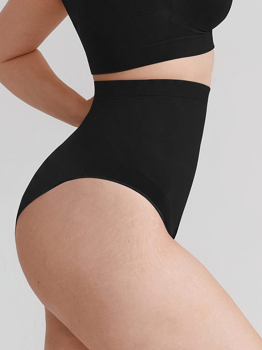 Seamless High Waist Tummy Control Briefs Anti Slip Silicone Shaping Panties