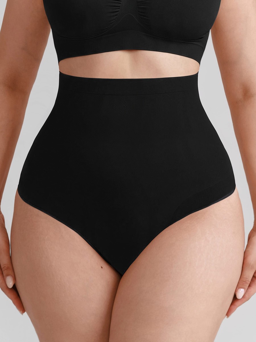 Seamless High Waist Tummy Control Briefs Anti Slip Silicone Shaping Panties