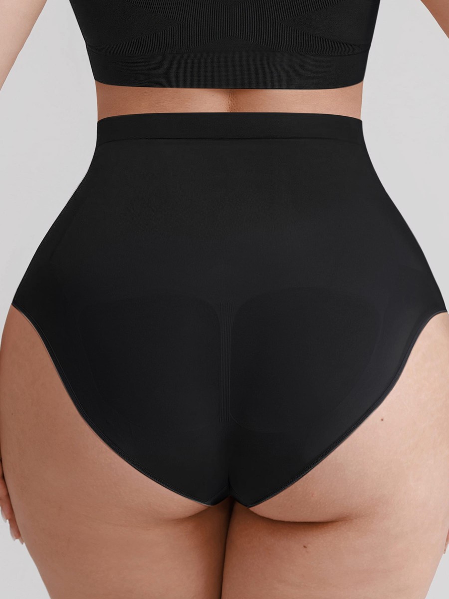 Seamless High Waist Tummy Control Briefs Anti Slip Silicone Shaping Panties
