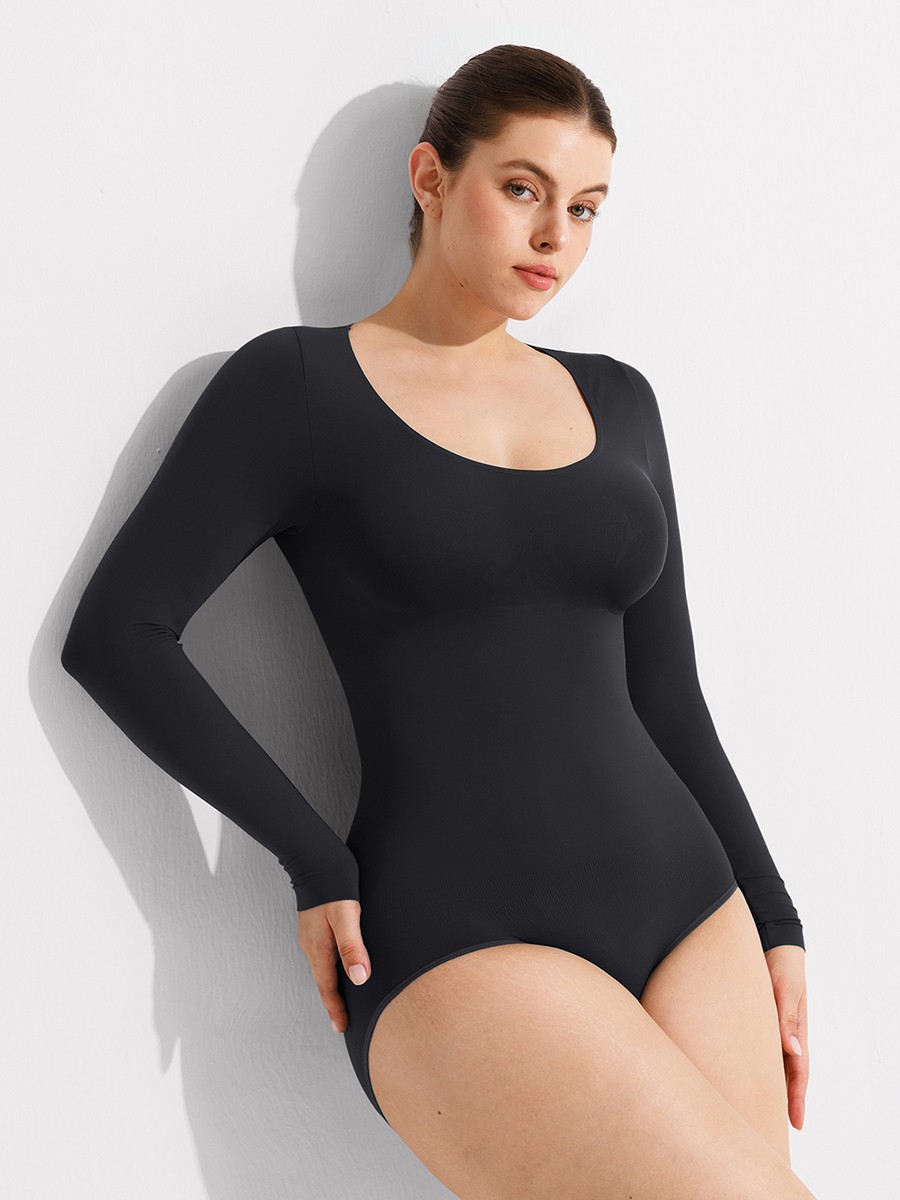 Seamless Butter Soft Scoop Neck Tummy Control Shaping Briefs Bodysuit