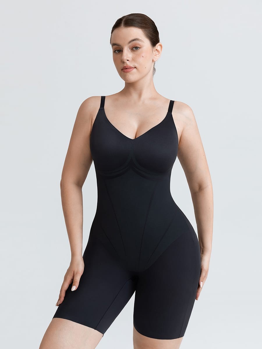 Liquid LYCRA™ Light Control V-Neck Traceless Boyshort Bodysuit