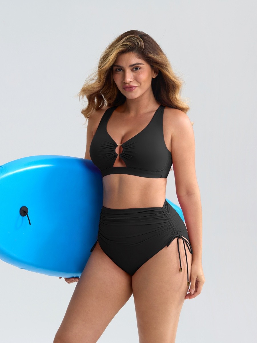 Sexy Keyhole Swimsuit Deep V Bikini Sets Body Shaper Control Panties