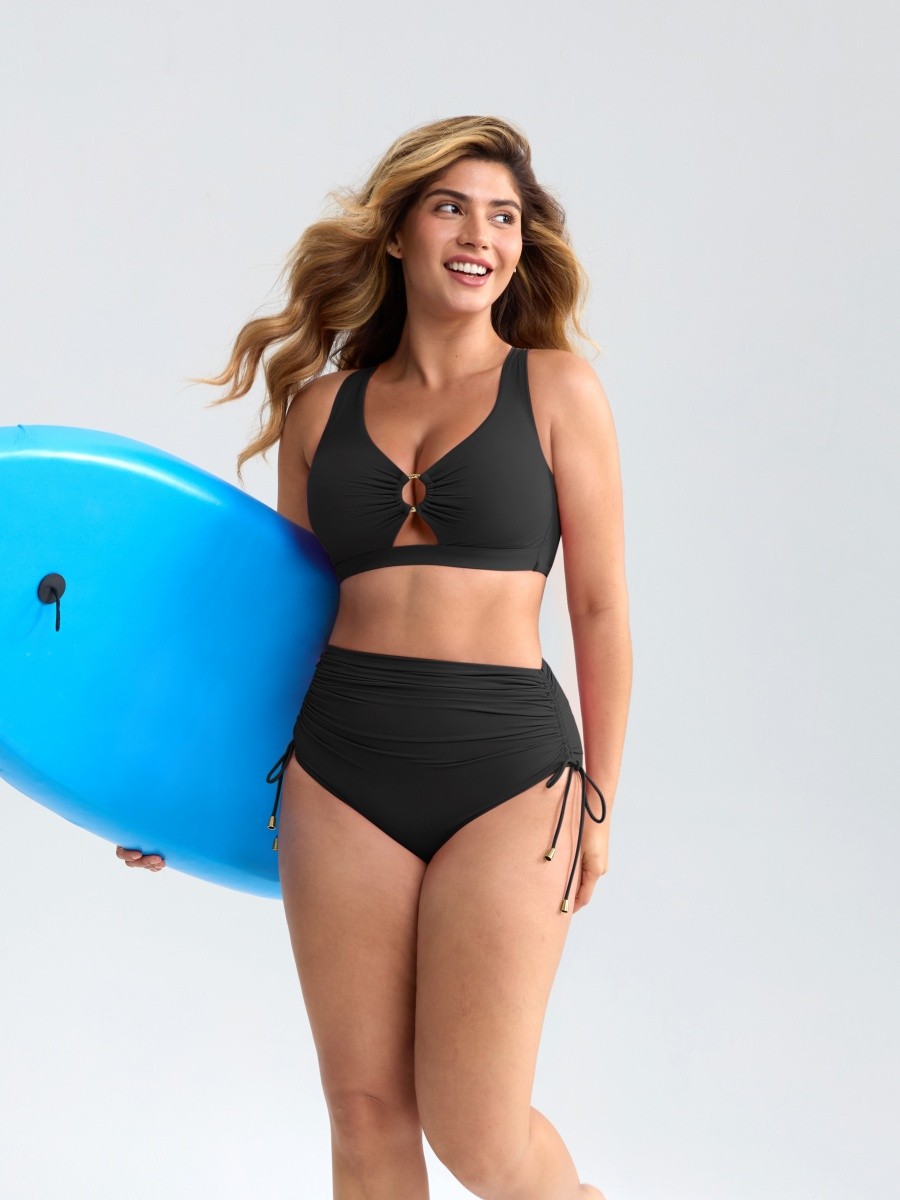 Sexy Keyhole Swimsuit Deep V Bikini Sets Body Shaper Control Panties