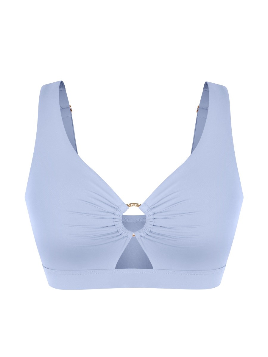 Slimming Drawstring Swimsuit Deep V Neck Metal Accent Butt Lifting Triangle Design