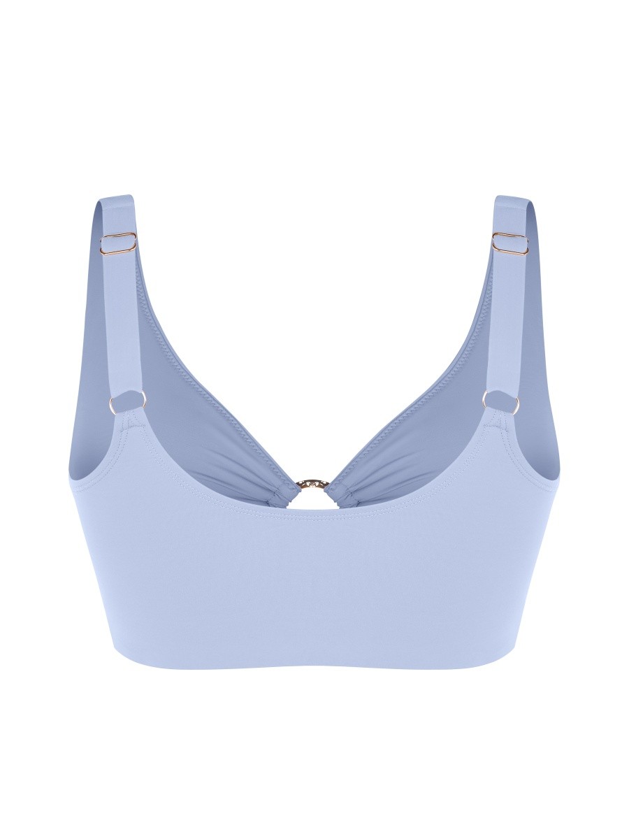 Slimming Drawstring Swimsuit Deep V Neck Metal Accent Butt Lifting Triangle Design