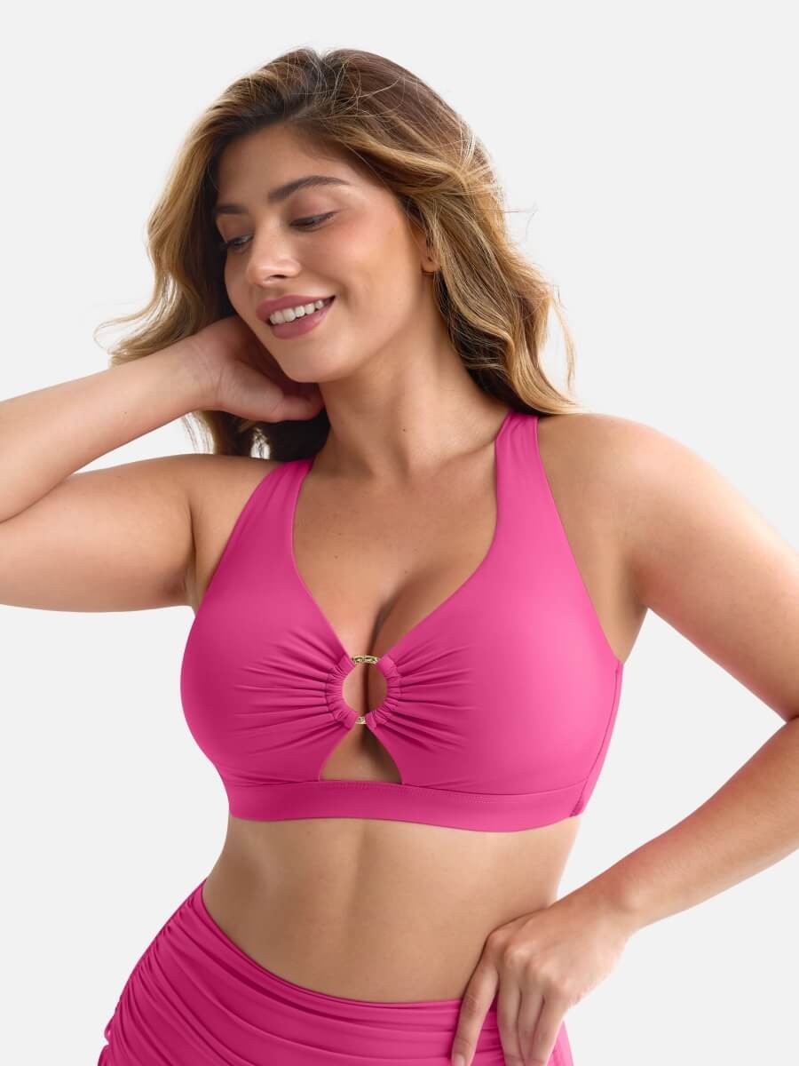 Tummy Control Mesh Lining Swimsuit Set Removable Pads Adjustable Back Straps