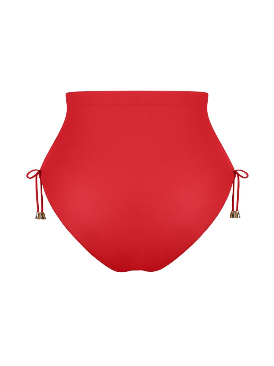 Wide Strap Deep V Metal Ring Swimsuit Built-in Bust Support Side Drawstring Bottoms