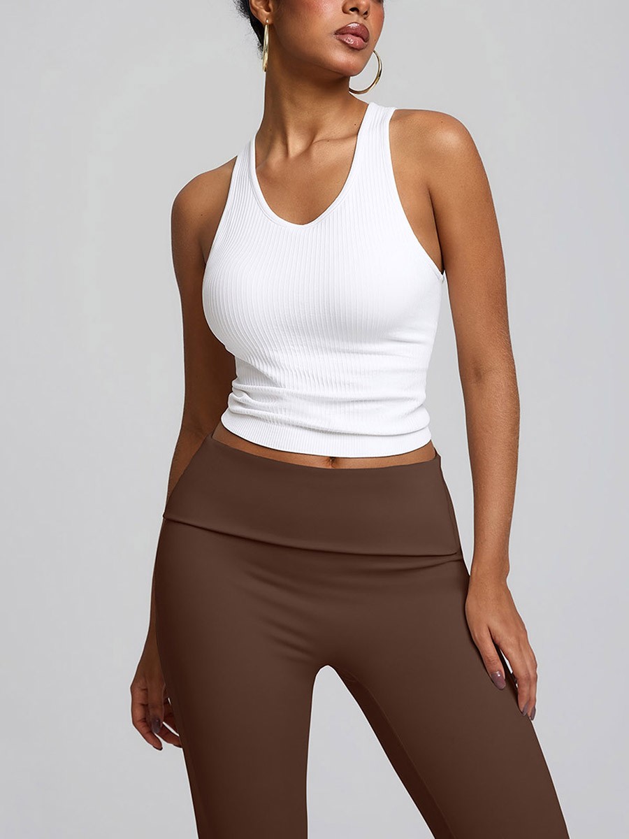 High Waist Flared Yoga Leggings Seamless Anti Camel Toe Pants