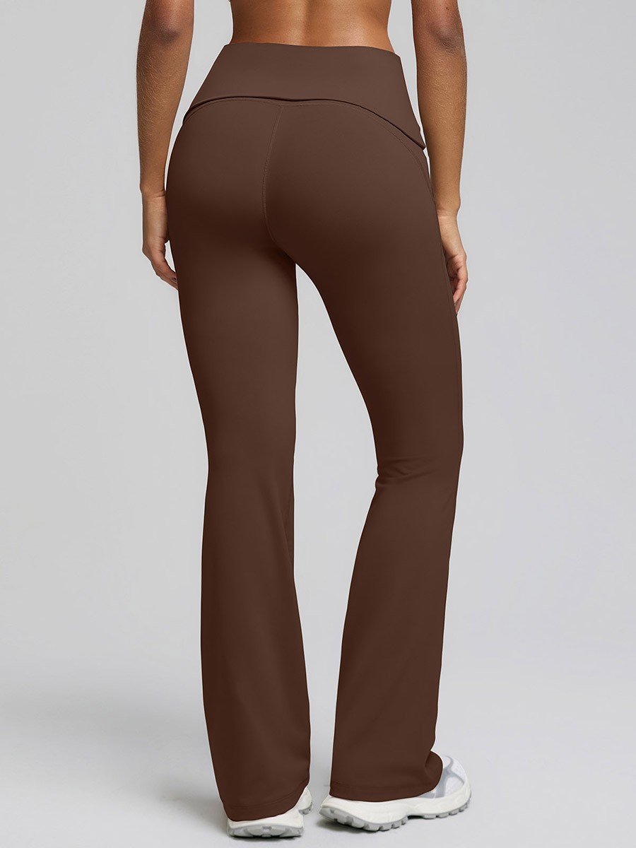 High Waist Flared Yoga Leggings Seamless Anti Camel Toe Pants