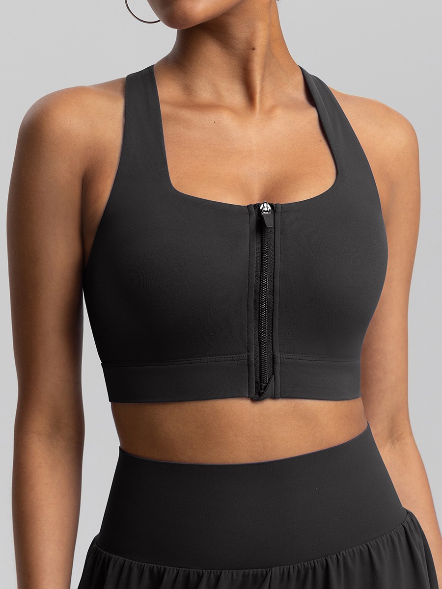 Vractive Zipper Molded Sports Bra Easy On Off Workout Vest Top