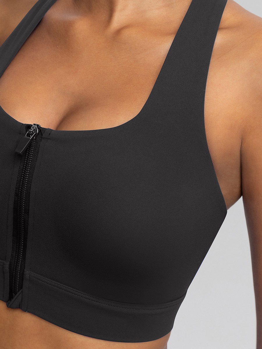 Vractive Zipper Molded Sports Bra Easy On Off Workout Vest Top