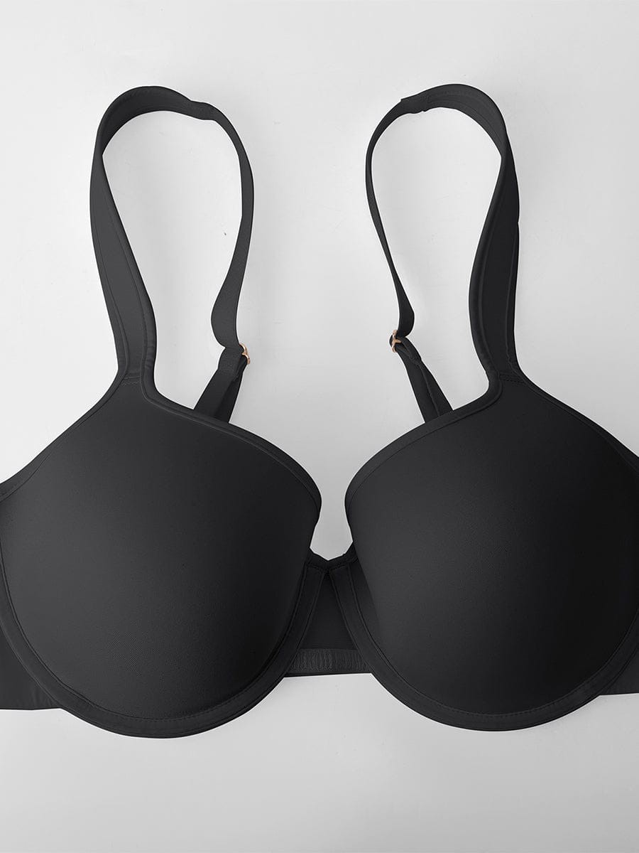Full Coverage Underwire Bra Memory Foam Cup Side Support Wide Strap