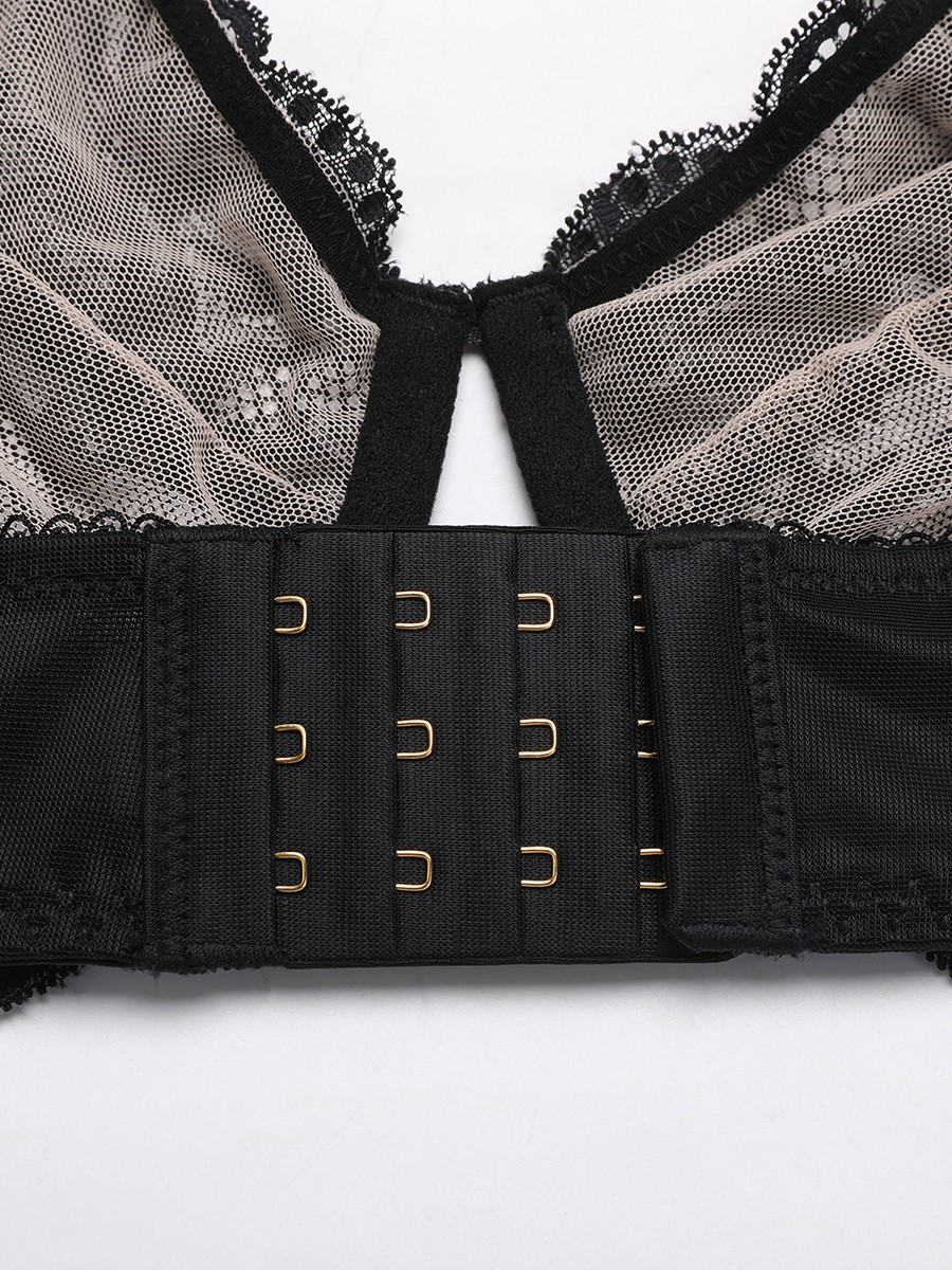 Unlined Underwire Sheer Floral Mesh Lace Bra