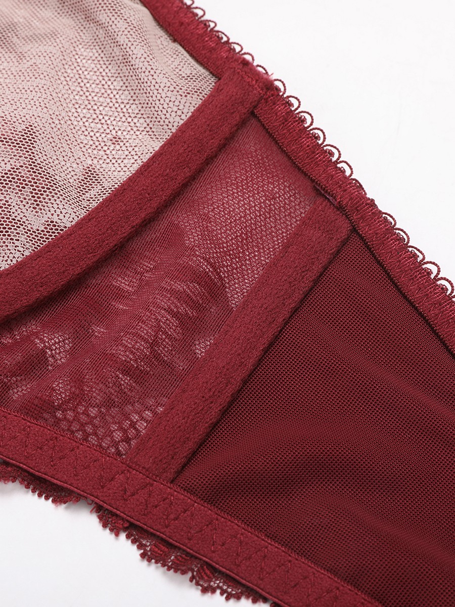 Unlined Underwire Natural Lift Sheer Floral Mesh Lace Bra