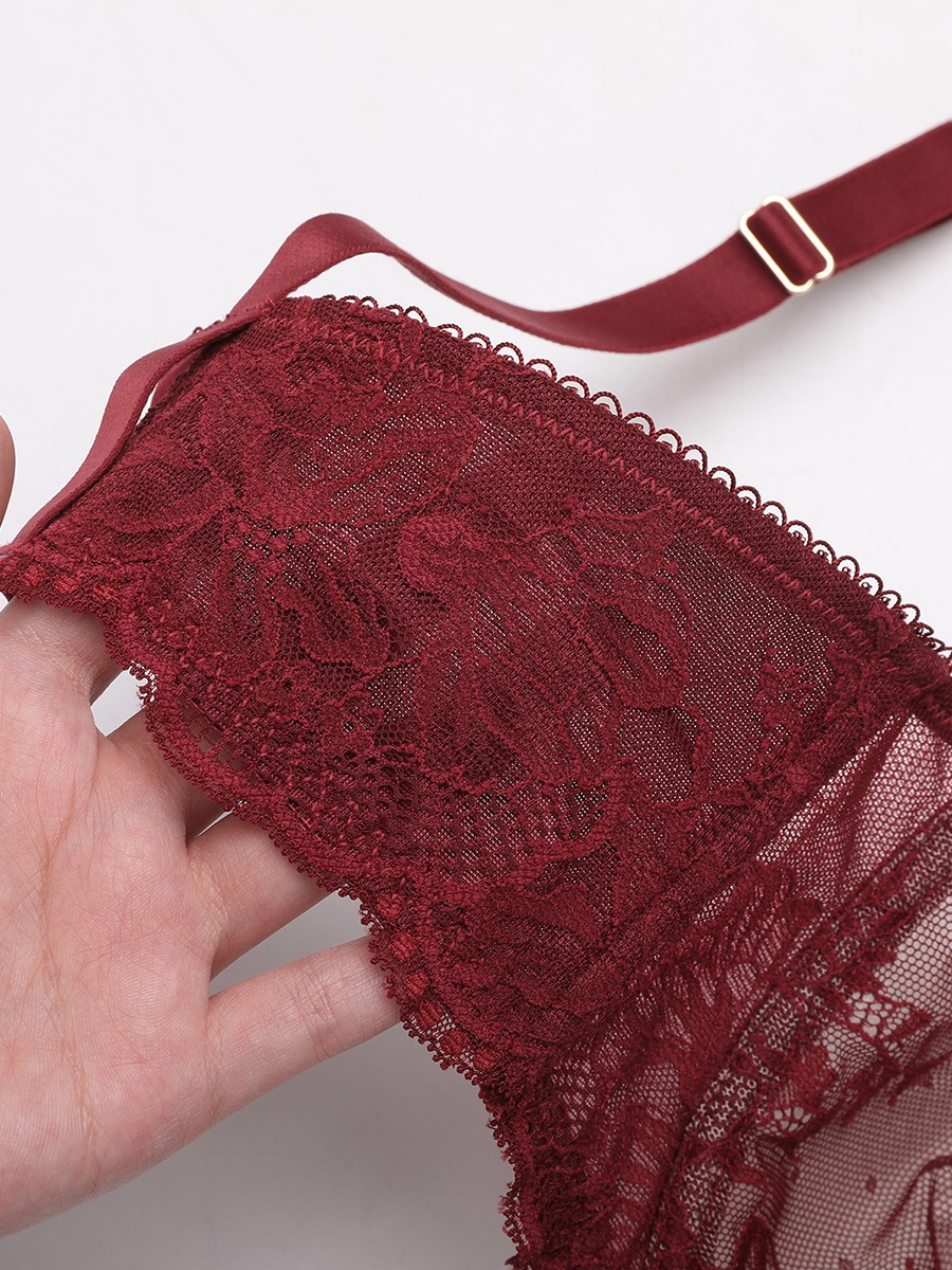 Unlined Underwire Natural Lift Sheer Floral Mesh Lace Bra