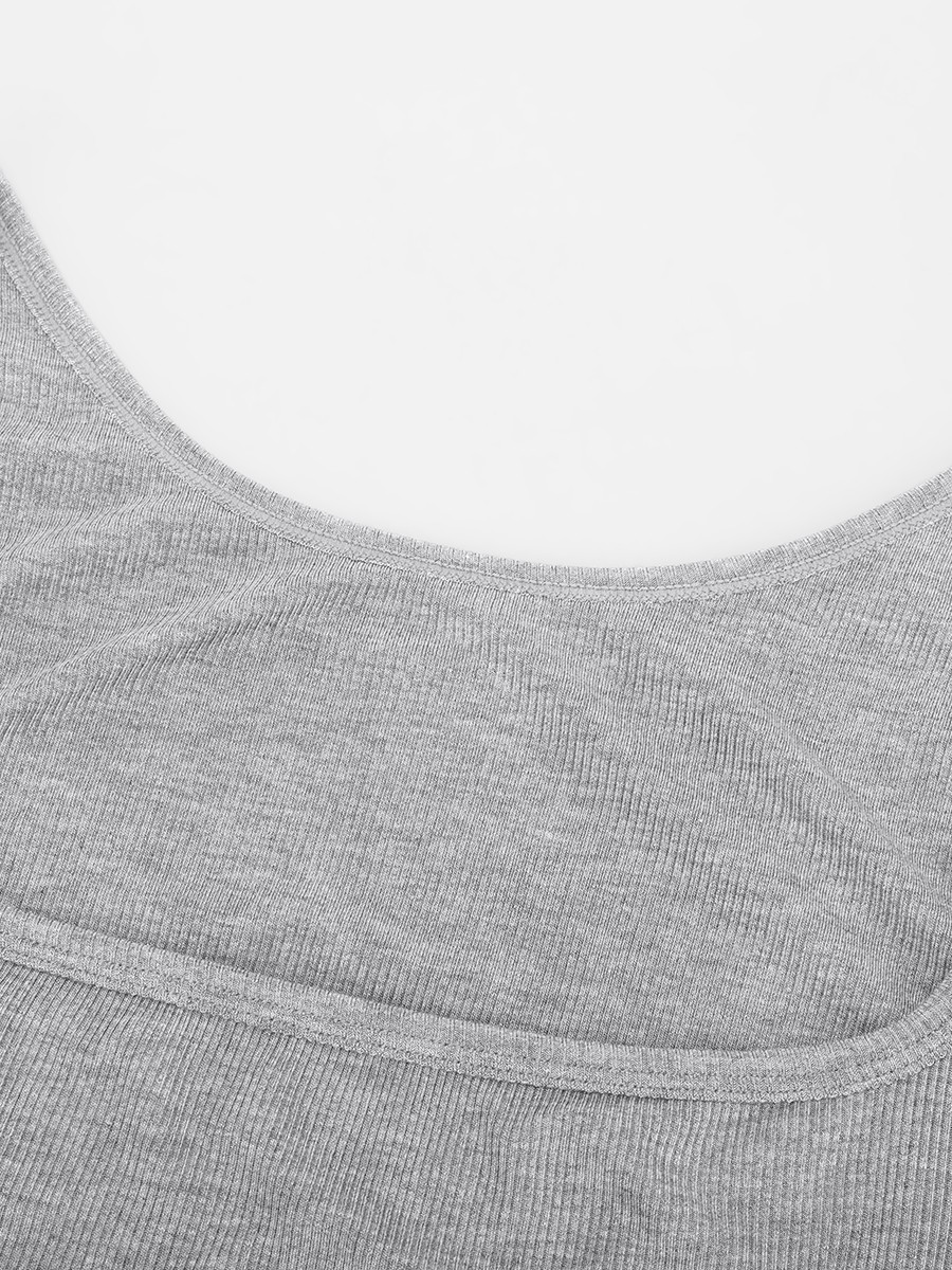 Rayon Ribbed Wide Strap Scoop Neck Tank Top Breathable