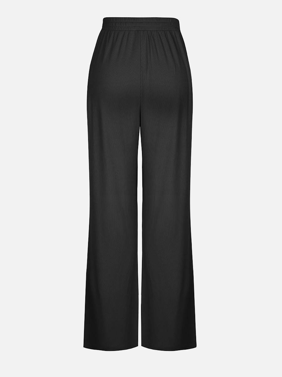 Women Rayon Ribbed Wide Leg Lounge Pants