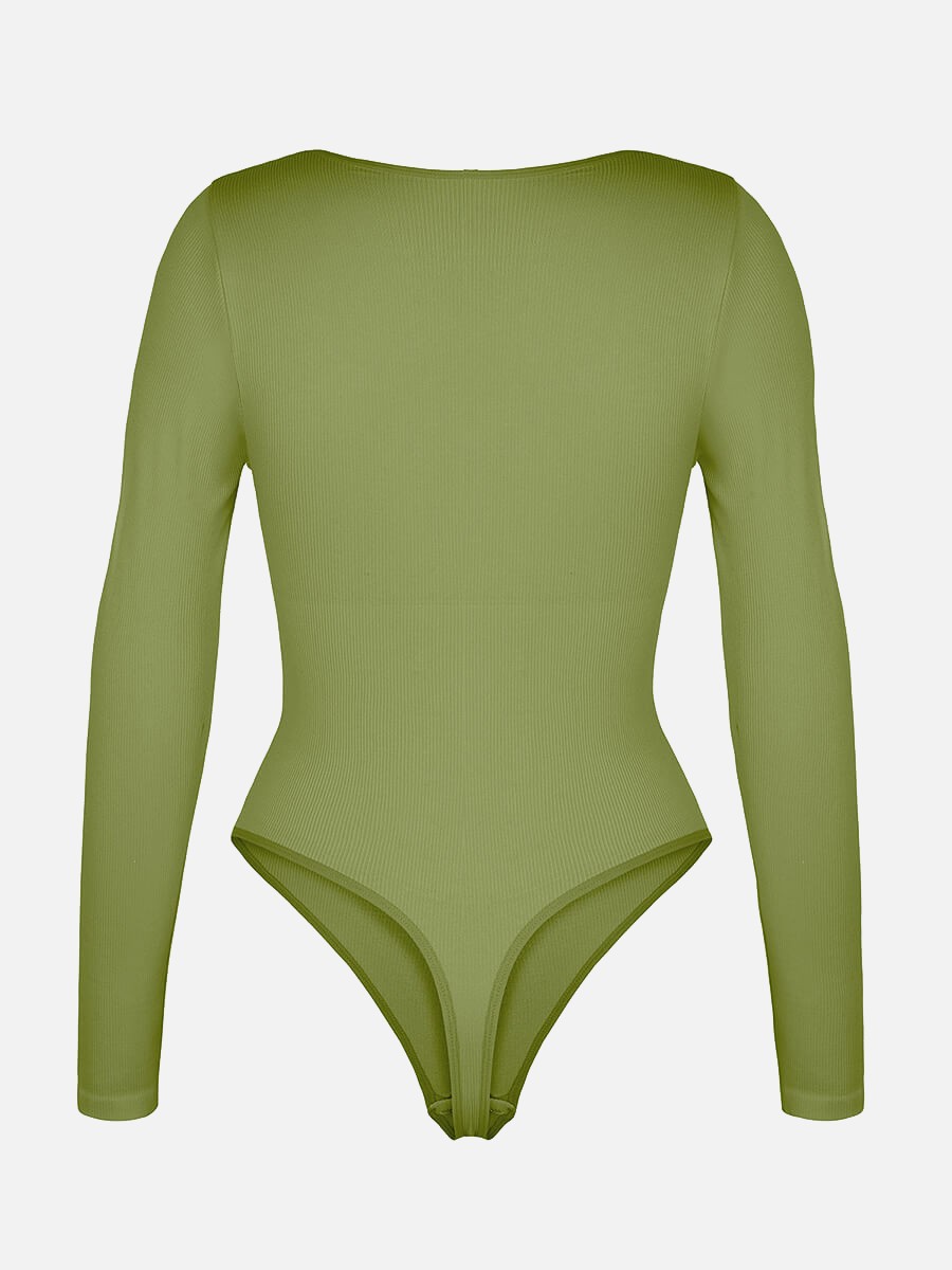 Seamless Sexy Hollow Scoop Neck Waist Tummy Control Thong Bodysuit