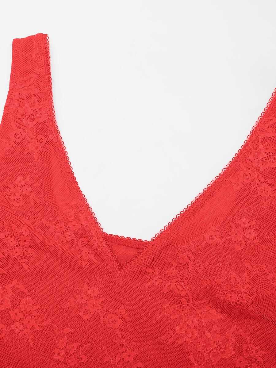 Seamless Sexy Deep V-Neck Lace Shaping Thong Bodysuit
