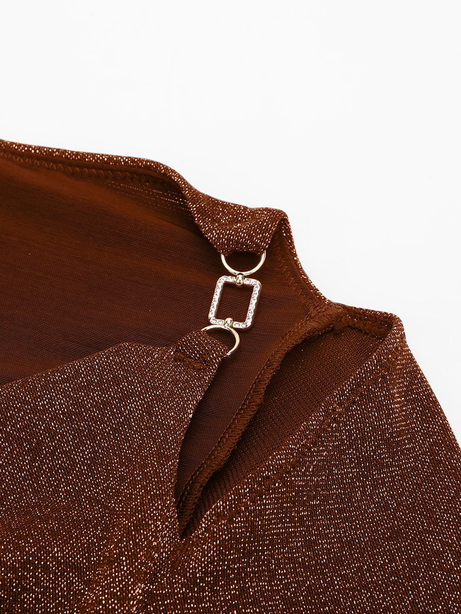 Shiny Draped Neck Bodysuit with Built In Bra and Thong Snap Crotch