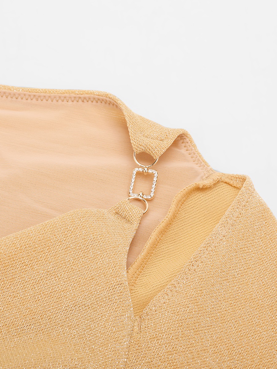 Shiny Draped Neck All In One Shapewear Bodysuit