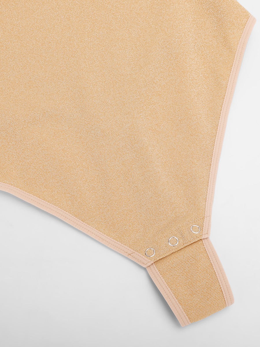 Shiny Draped Neck All In One Shapewear Bodysuit