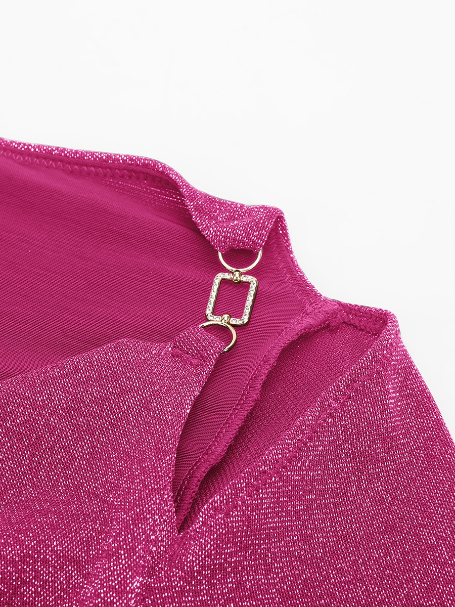 Shiny Draped Neck All In One Shapewear Bodysuit with Built In Bra