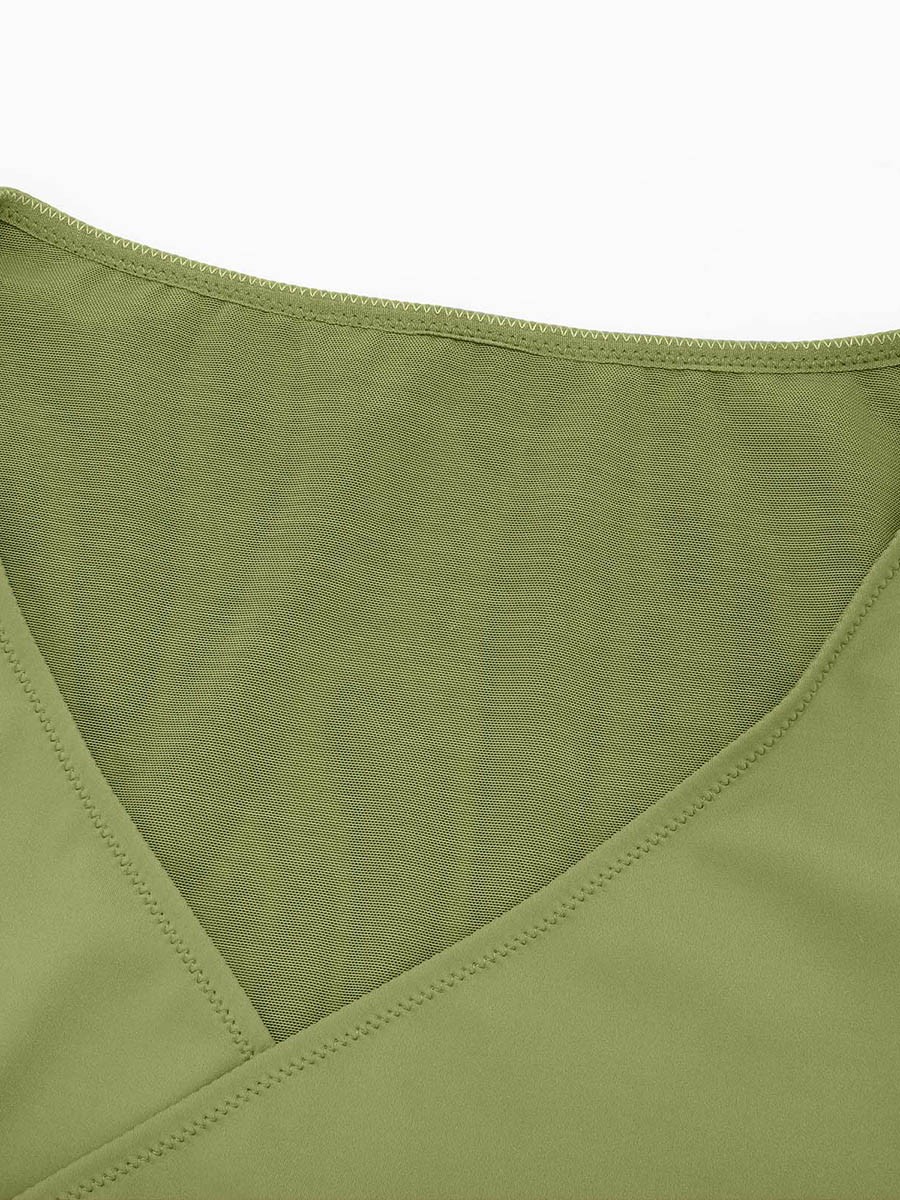 Sexy Overlapping pleated Waist and Tummy Control Antibacterial Crotch Bodysuit