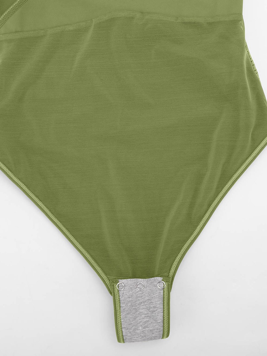 Sexy Overlapping pleated Waist and Tummy Control Antibacterial Crotch Bodysuit