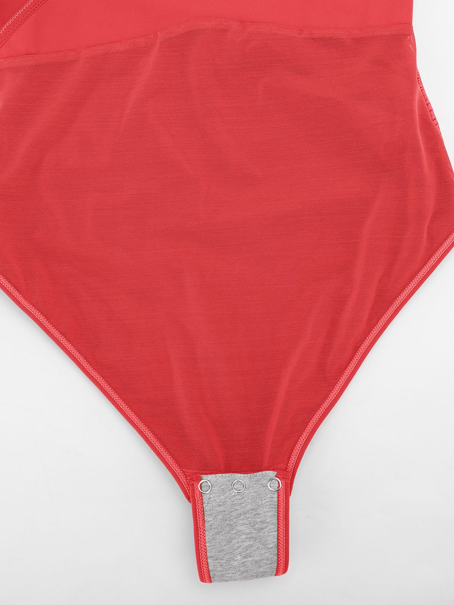 Sexy V-neck Waist and Tummy Control Antibacterial Crotch Bodysuit