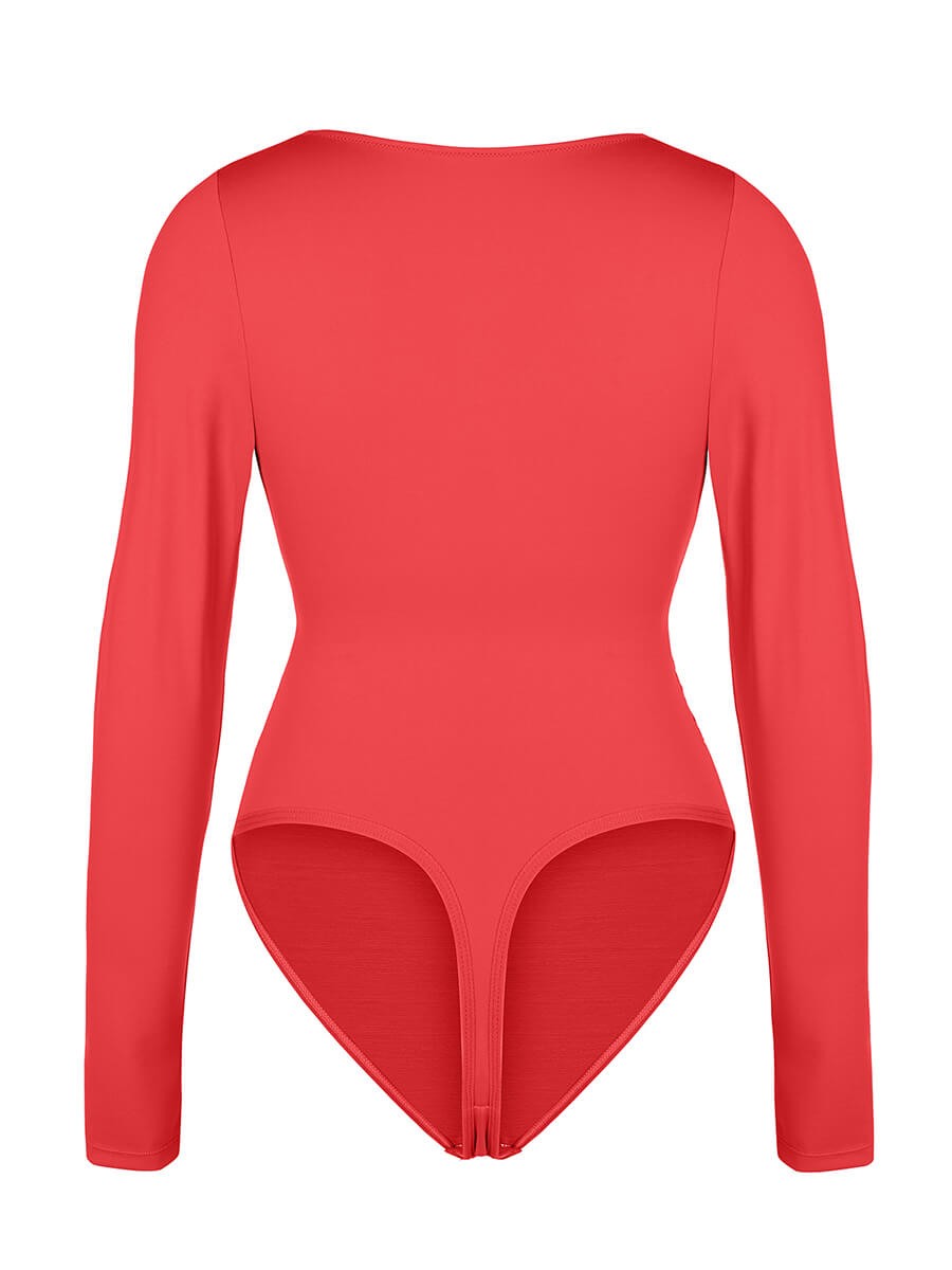 Sexy V-neck Waist and Tummy Control Antibacterial Crotch Bodysuit