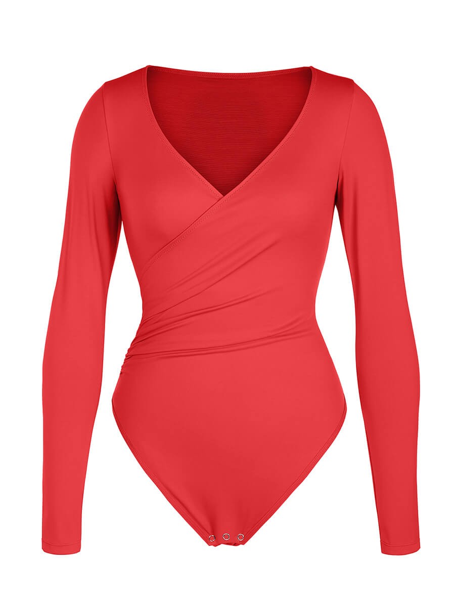 Sexy V-neck Waist and Tummy Control Antibacterial Crotch Bodysuit