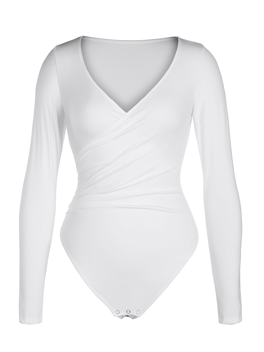V-neck Waist and Tummy Control Antibacterial Crotch Bodysuit