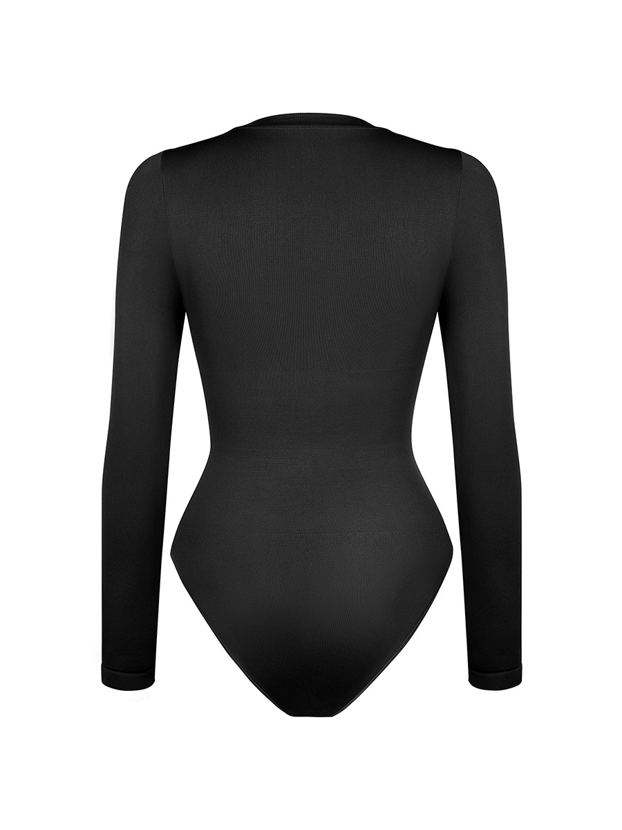 Seamless Round Neck Sculpting Waist and Snap Gusset Bodysuit