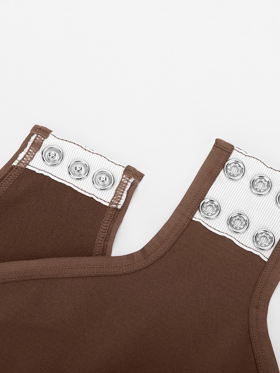 Round Neck Seamless Waist and Snap Crotch Briefs Bodysuit