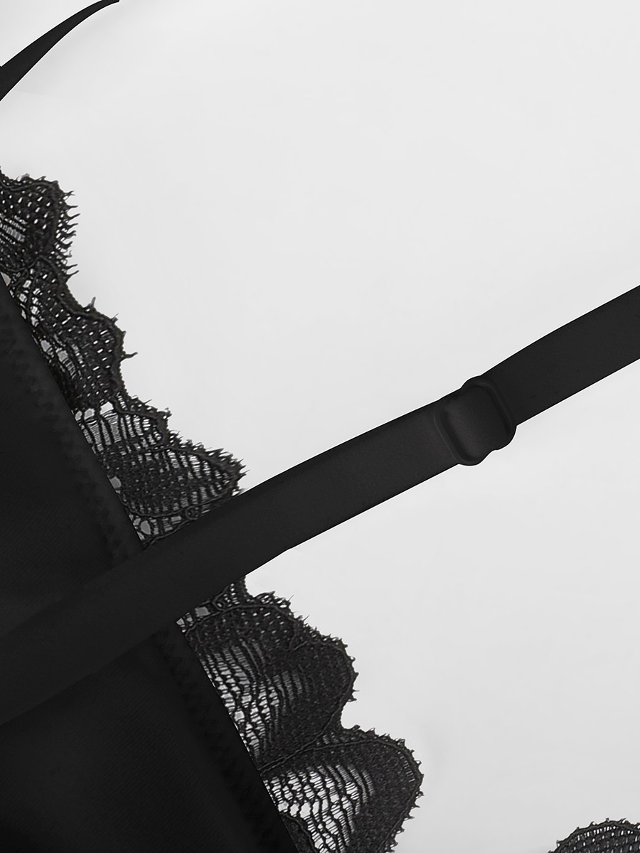 Lace V-Neck T-Back Waist and Abdomen Shaping Thong Bodysuit